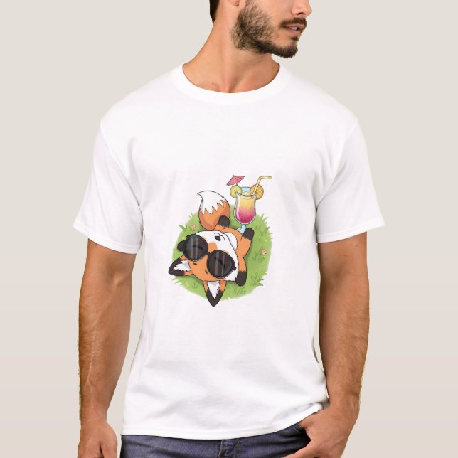 Camiseta Relaxed Summer Fox Wearing Sunglasses (Anverso)
