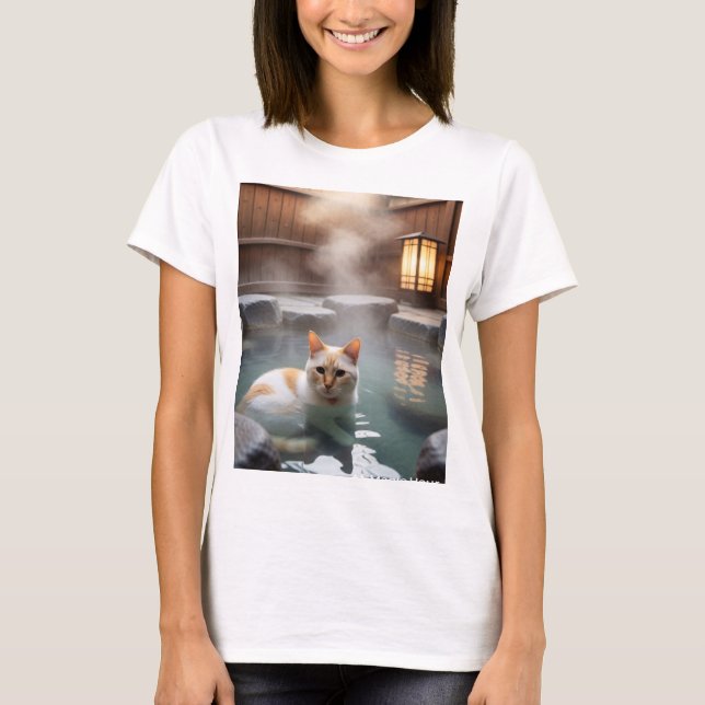Camiseta Relaxing Hot Spring Cat (Anverso)