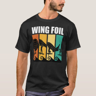 Camiseta Relieve metalizado 1 del ala de surf de ala retro