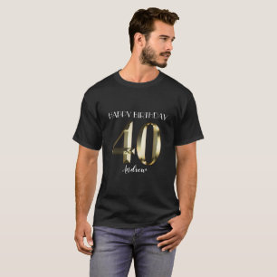 Camiseta Relieve metalizado de oro metálico 40 cumpleaños