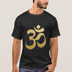 Camiseta Relieve metalizado dorado de la meditación de OM