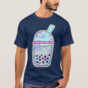 Camiseta Relieve metalizado holográfico burbuja té burbuja