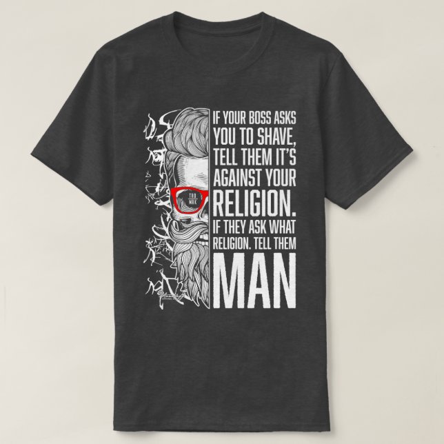 Camiseta Religión de la barba del hombre (Diseño del anverso)