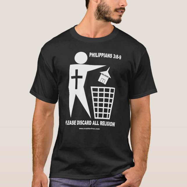 Camiseta Religión de la basura (camisa oscura) (Anverso)