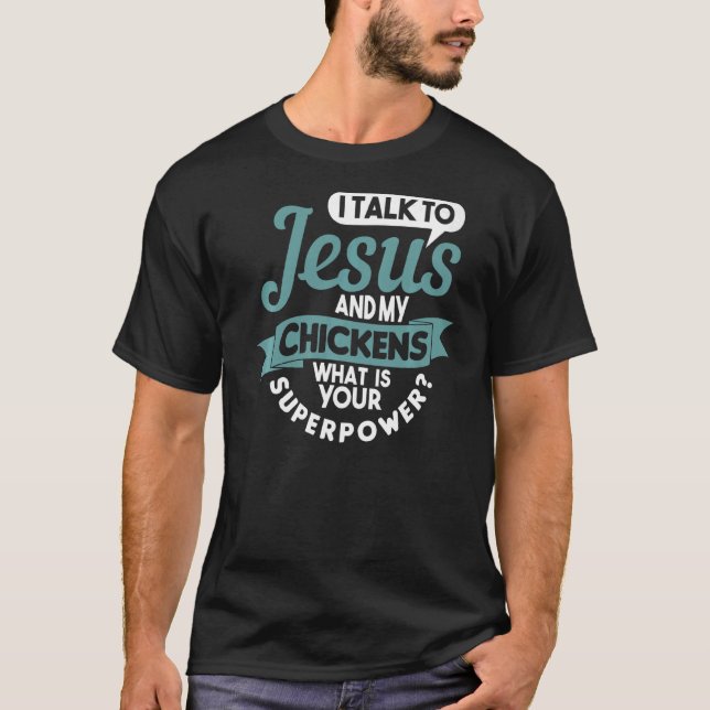 Camiseta Religión de pollo Jesús Granjero Cristiano (Anverso)