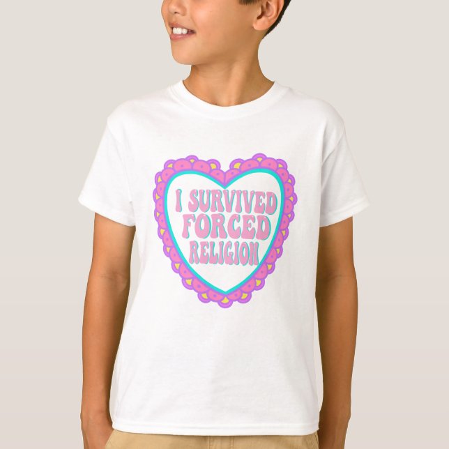 Camiseta Religión forzada Corazón Rosa San Valentín (Anverso)