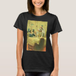 Camiseta Religión vintage, judaísmo, iluminar la menorah<br><div class="desc">Imagen de judaica religiosa de ilustracion de época con un rabino encendiendo velas en una Menora durante Hanukkah con dos niños mirando.</div>
