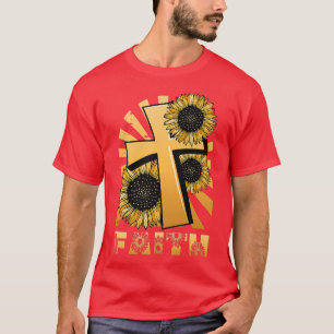 Camiseta Religiosa Cruz de Girasol Cristiana Fe Premium 