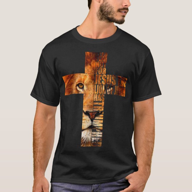 Camiseta Religioso Cristiano Jesús El León De La Cruz De Ju (Anverso)