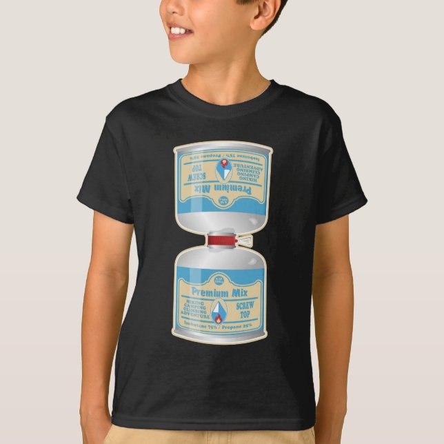 Camiseta Rellenando botes de gas para cocinas de campamento (Anverso)