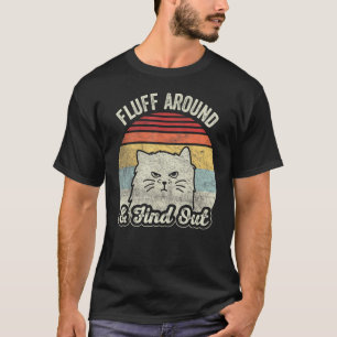 Camiseta Relleno Retro Alrededor y Descubre Gracia de Gato
