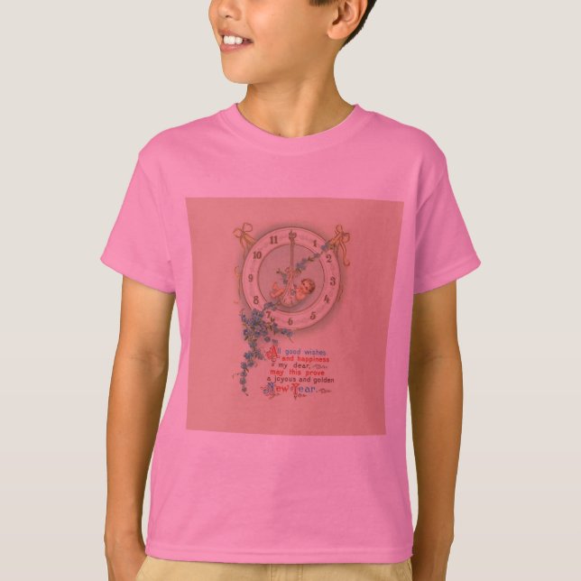 Camiseta Reloj Antiguo Bebé de Año Nuevo (Anverso)