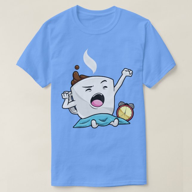 Camiseta Reloj de alarma con taza de café (Diseño del anverso)