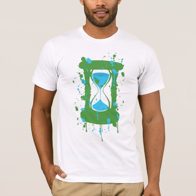 Camiseta Reloj de arena del calentamiento del planeta (Anverso)