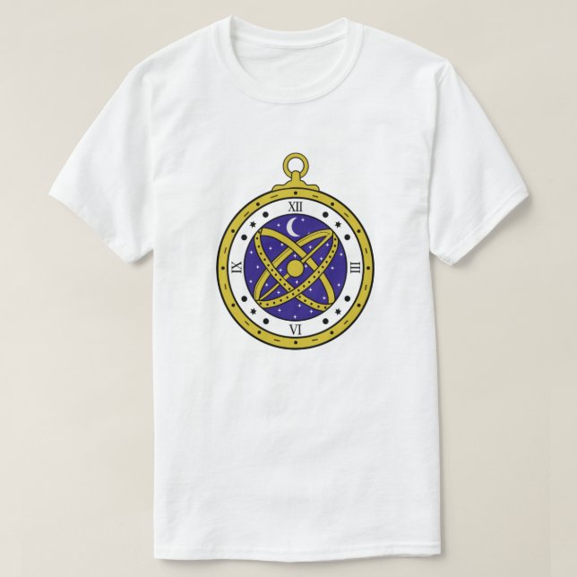 Camiseta Reloj de bolsillo celestial vectorial con dorado (Diseño del anverso)