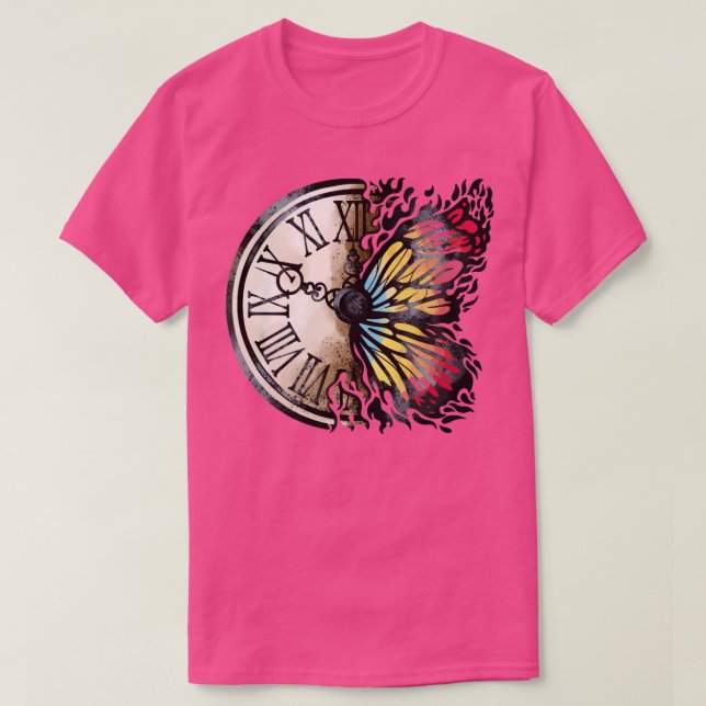 Camiseta Reloj de mariposa y cosecha (Diseño del anverso)