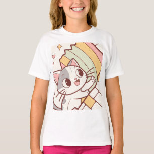 Camiseta Reloj de pared de gato Kawaii lindo