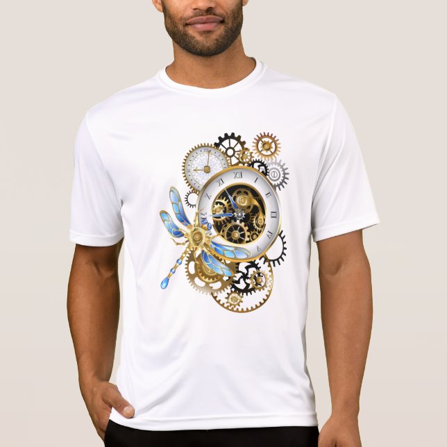 Camiseta Reloj de vapor con libélula mecánica (Anverso)
