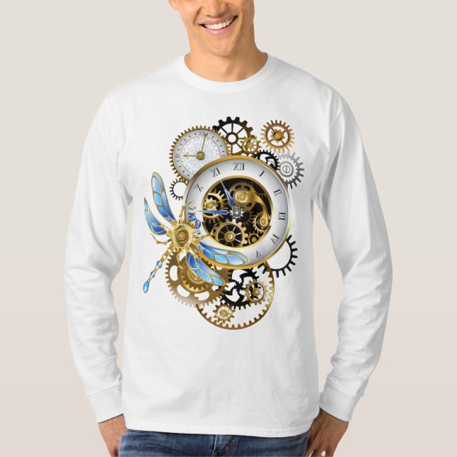 Camiseta Reloj de vapor con libélula mecánica (Anverso)