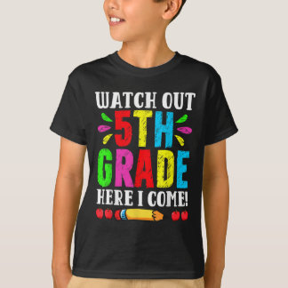 Camiseta Reloj de Vuelta a la Escuela Cuidado 5to Grado Aqu