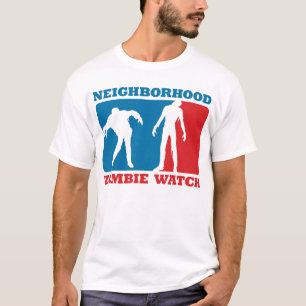 Camiseta Reloj del zombi de la vecindad - rojo y azul
