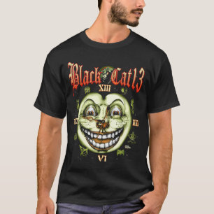 Camiseta Reloj Halloween del gato negro 13