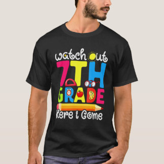 Camiseta Reloj lindo Cuidado 7º grado primer día de clases 