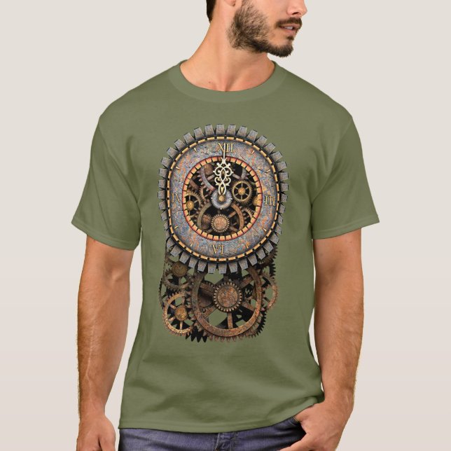 Camiseta Reloj y engranajes de Steampunk (Anverso)