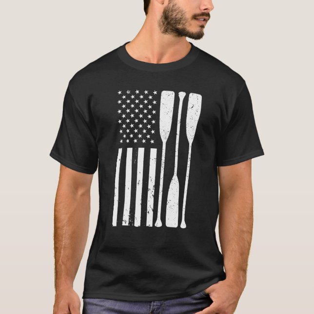 Camiseta Remando Hombres Mujeres Bandera Estadounidense Cox (Anverso)