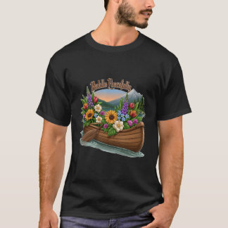 Camiseta Remar pacíficamente canoa llena de flores silvestr