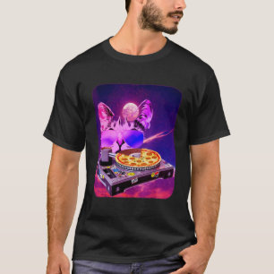 Camiseta Remix de gato espacial DJ PIZZA Remix para galaxia