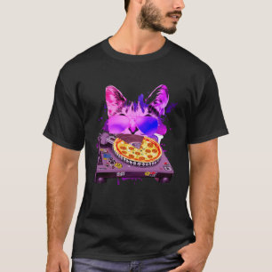 Camiseta Remix de Space Cat DJ PIZZA Remix para galaxia de