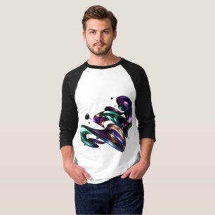 Camiseta Remolino de Líquido Verde y Púrpura Metálico