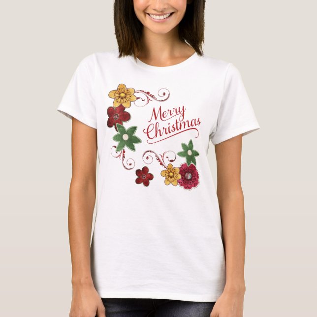 Camiseta Remolino floral brillante del navidad (Anverso)