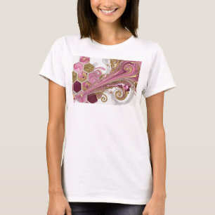 Camiseta Remolinos de purpurina rosados frescos ROSA Y ORO