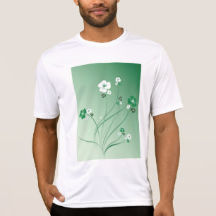 Camiseta Remolinos florales verdes y flores blancas