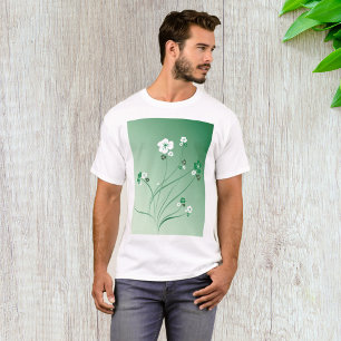 Camiseta Remolinos florales verdes y flores blancas