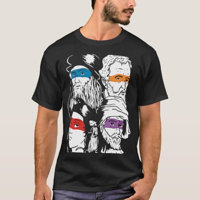 Camiseta Renacimiento Artista Ninja Michelangelo Leonardo R (Anverso)