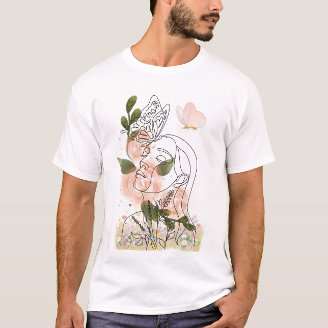 Camiseta Renaissance florale – visage & papillon (Anverso)