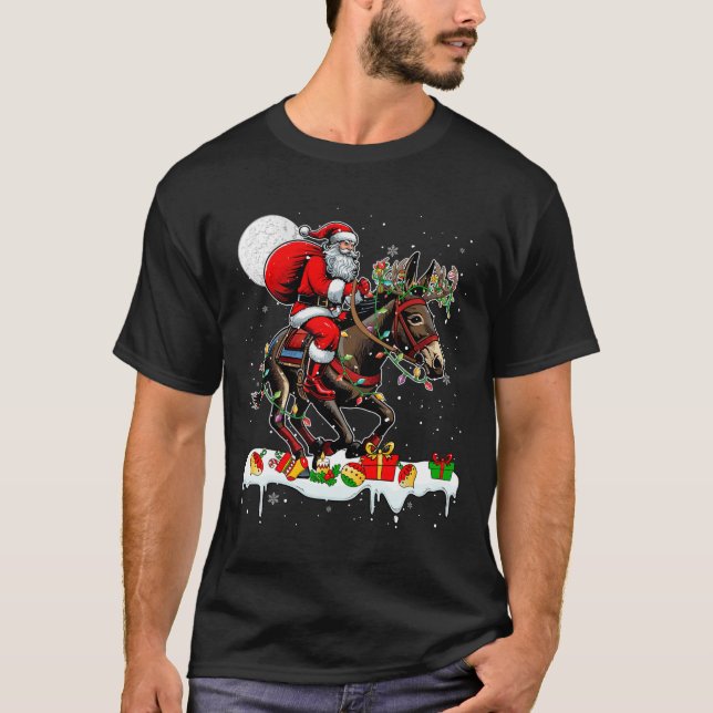 Camiseta Rendero de mula Santa Riding Xmas Granja amante de (Anverso)