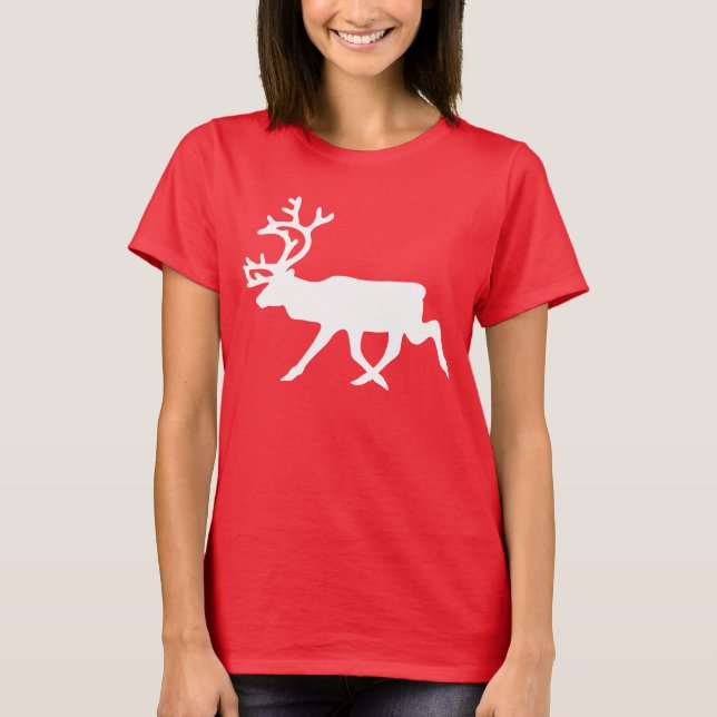 Camiseta Reno blanco / Silhouette Caribou (Anverso)