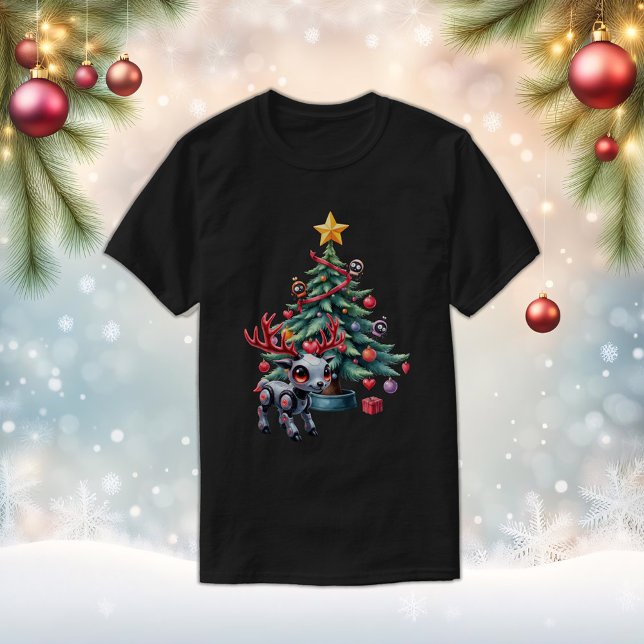 Camiseta Reno ciberpunk lindo con árbol de Navidad (Subido por el creador)