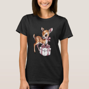 Camiseta Reno Ciervo Vintage Retro Rosa Navidad Corderito 