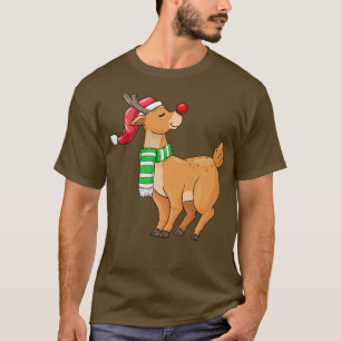 Camiseta Reno con bufanda de sombrero de Santa a los Navida