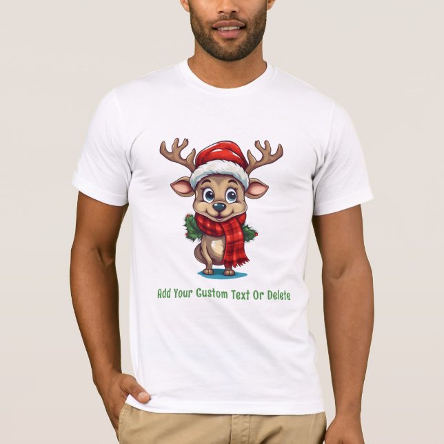 Camiseta Reno Con Fiesta De Navidades De Scarf De Santa Hat (Anverso)