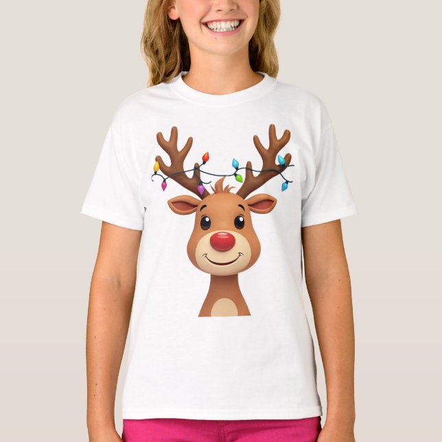 Camiseta Reno con luces Navidades (Anverso)