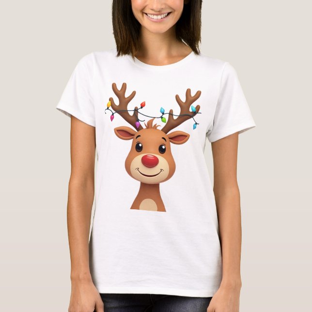 Camiseta Reno con luces Navidades (Anverso)