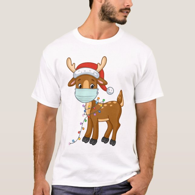 Camiseta Reno Con Máscara De Navidades (Anverso)