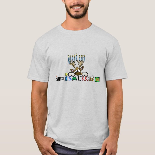 Camiseta Reno con Menorah Antlers Chrismukkah T-Shirt (Anverso)