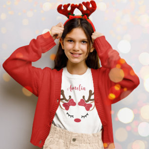 Camiseta Reno Cuto Con Navidades De Nombre